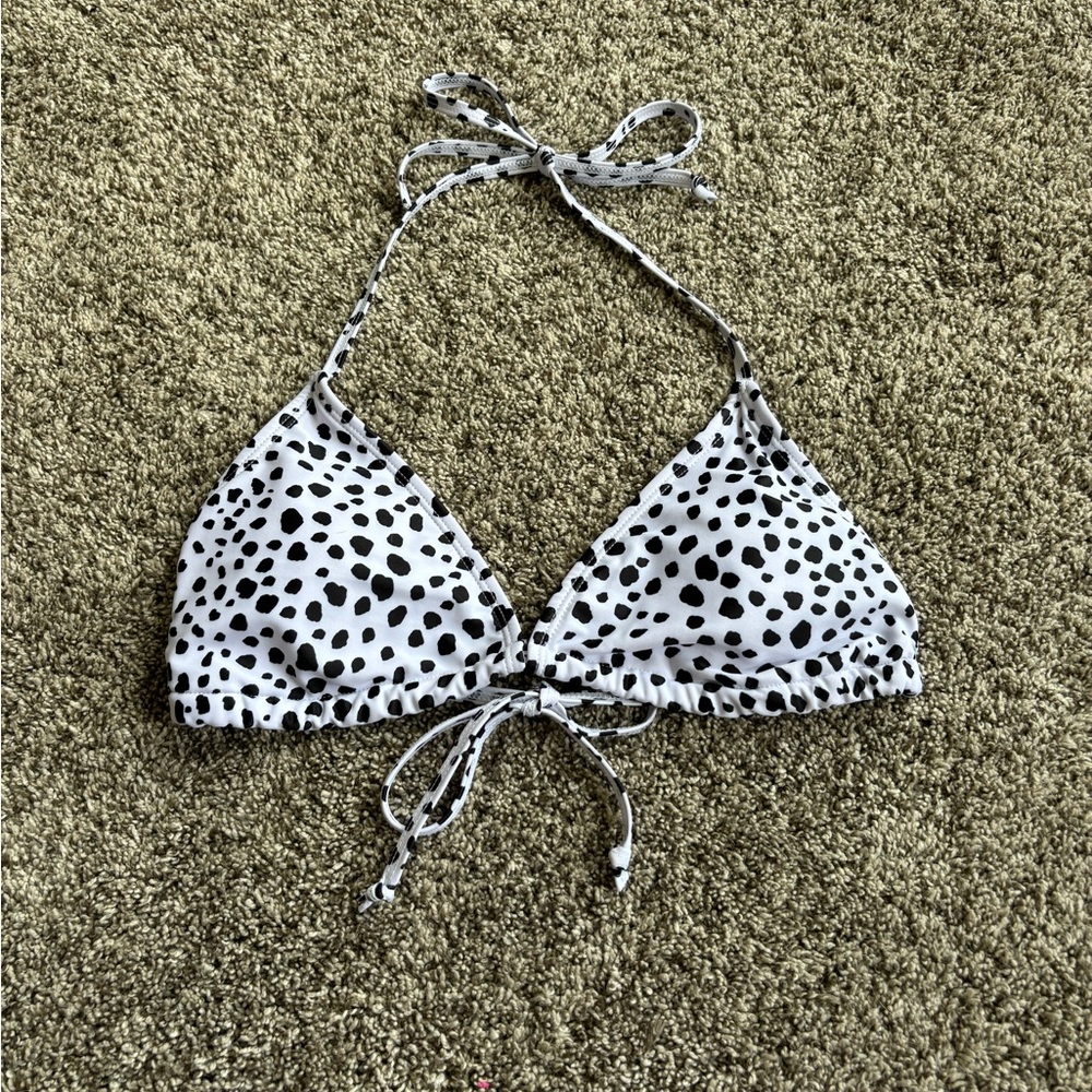 Stylish Black and White Polka Dot Bikini Top